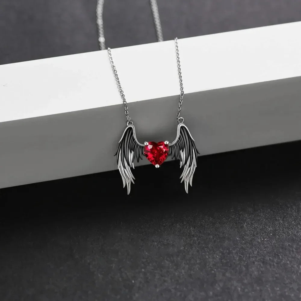 Crimson Seraph Heart Necklace